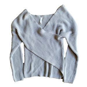 {Blue Blush} Even Flow Criss Cross Large Knit Pullover
